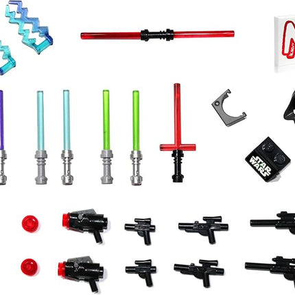 LEGO Star Wars Accessory and Weapons Pack - 8 Lightsabers, 8 Blasters, 2 Display Stands and More