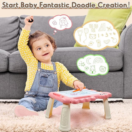 AiTuiTui Magnetic Drawing Board Toddler Toys with Legs for Girls Boys, Color Sketch Writing Scribble Doodle Pad Travel Games, Educational Learning Kids Toys for Toddlers Birthday (Pink)