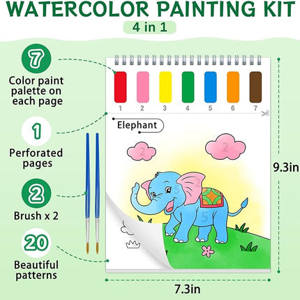Paint with Water Coloring Books for Toddlers,Animal Theme Mess Free Watercolor Painting Papers for Kids Water Color Paint Kit Art Craft Gift for Ages 1-3, 4-8