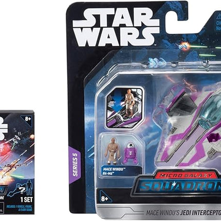Star Wars Micro Galaxy Squadron Mace Windu’s Jedi Interceptor Mystery Bundle - 3-Inch Light Armor Class and Scout Class Vehicles with Accessories (Amazon Exclusive)