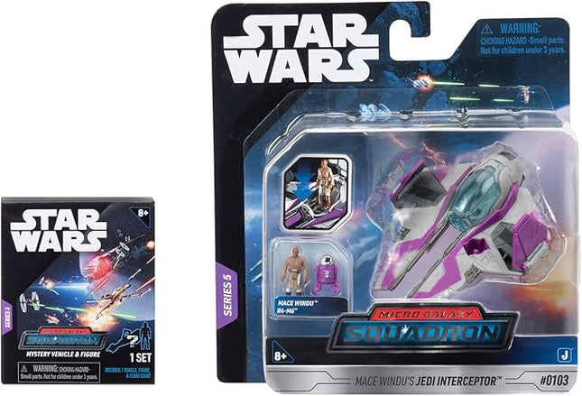 Star Wars Micro Galaxy Squadron Mace Windu’s Jedi Interceptor Mystery Bundle - 3-Inch Light Armor Class and Scout Class Vehicles with Accessories (Amazon Exclusive)
