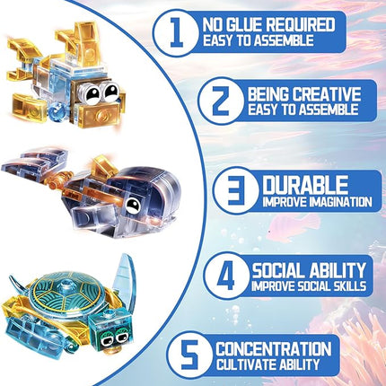 12 Piece Set of Marine Animal Building Blocks, Suitable for Goodie Bags, Stocking Stuffer, Classroom prizes, Birthday Gifts, Boys' and Girls' Toys 12 in one Building Block Set