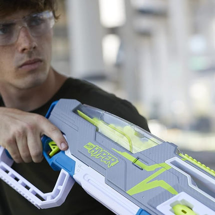 Nerf Hyper Siege-50 Pump-Action Blaster, 40 Hyper Rounds, Eyewear, Up to 110 FPS Velocity, Easy Reload, Holds Up to 50 Rounds