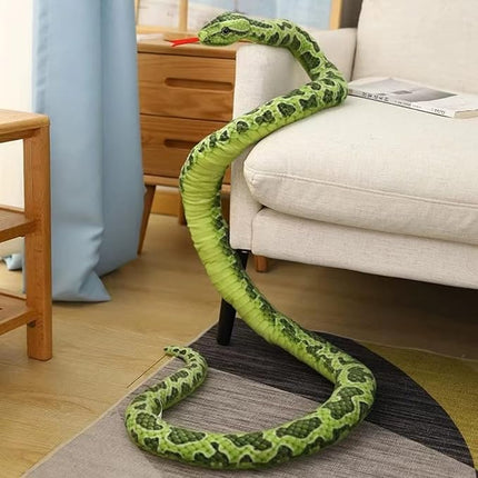 FRANKIEZHOU Realistic Snake Stuffed Animal-78.74" Green Anaconda Plush Toy,Fake Snake,Soft Lifelike Cute,Funny Toys,Tails Plush,Prank Stuff,Boy Toys,Gifts for Friends,Unique Home Decor