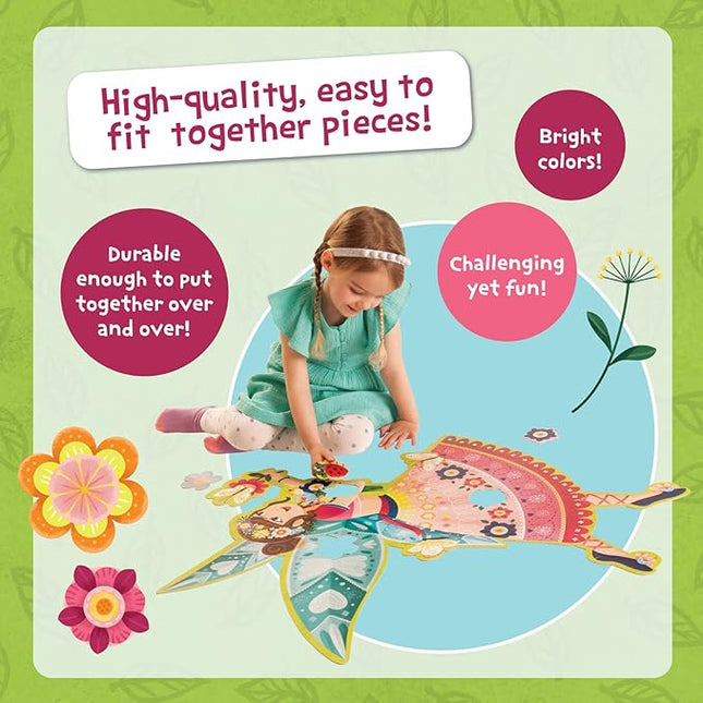 Peaceable Kingdom Shimmer & Glitter Fairy Floor Puzzle – 50pc Giant Floor Puzzle for Kids Ages 5 & up – Fun-Shaped Puzzle Pieces – Great for classrooms
