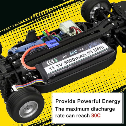 KBT 3S 5000mAh Soft Case LiPo High Discharge Rate Battery with USB Cable 40C(Burst 80C) 11.1V Rechargeable Lithium Polymer Battery with EC5 Plug for RC Car Trucks Boat Vehicle Airplane RC Hobby