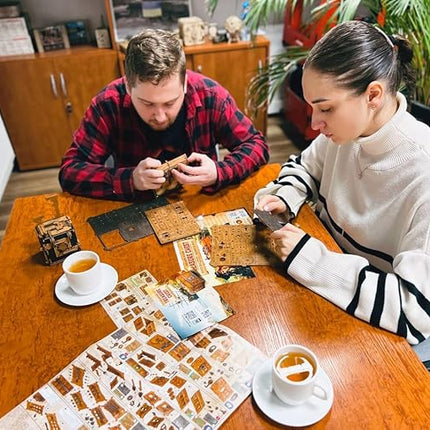 WOODEN.CITY Puzzle Box Treasure Chest - Assemble and Solve Riddles for a Unique Escape Room Experience - Wooden Clue Box Perfect Unique Gift Box - Made in EU