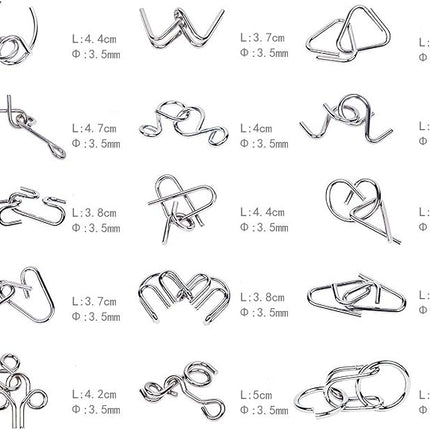 Ahyuan 15 Pieces IQ Test Mind Game Toys IQ Toys Brain Teaser Metal Wire Puzzles Magic Trick Toy Metal IQ Puzzle for Kids and Adults