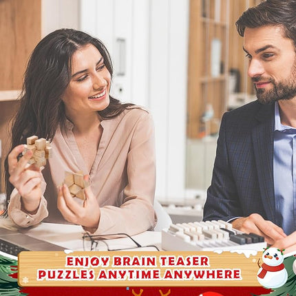 24 Pack Brain Teaser Puzzle Set Wooden and Metal 3D Interlocking IQ Toys for Adults and Teens Educational Games(Fun Style)