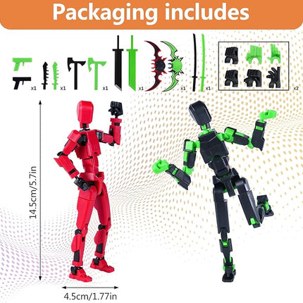 Action Figure Set, Model 13 Action Figure Multi-Jointed Movable,Gift Box Packaging, a Great for Loved Ones and Friends. (Black + Red)