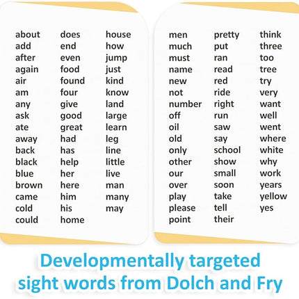 100 Vocabulary Flash Cards for Sight Words - 6 Learning Games per Deck for Preschool & Elementary Early Learning - Kindergarten