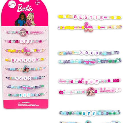 Barbie Birthday Party Favor Bracelets for Kids - Bundle with 16 Stretchy Friendship Bracelets for Girls Plus Stickers, More | Barbie Birthday Party Supplies Goodie Bag Fillers