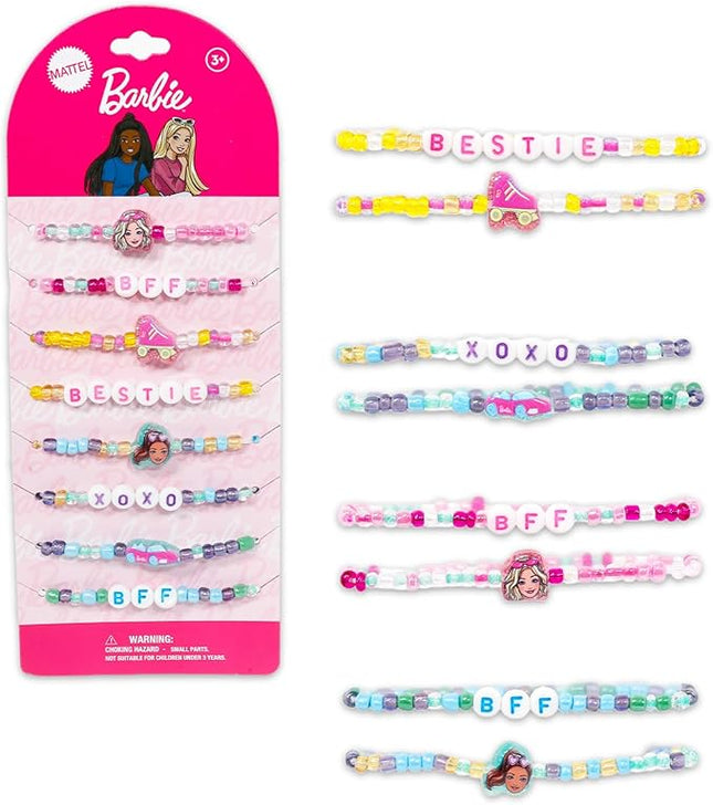 Barbie Birthday Party Favor Bracelets for Kids - Bundle with 16 Stretchy Friendship Bracelets for Girls Plus Stickers, More | Barbie Birthday Party Supplies Goodie Bag Fillers