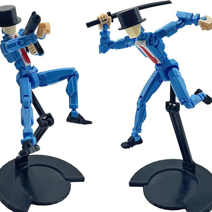 3D Printed 8.13-inch Action Figure Dummy-Mici20, Full Body Mechanical Movable Toy, Multiple Accessories, Desk Decoration (3 HandsType, Bracket, Weapons, Armour) (Blue)