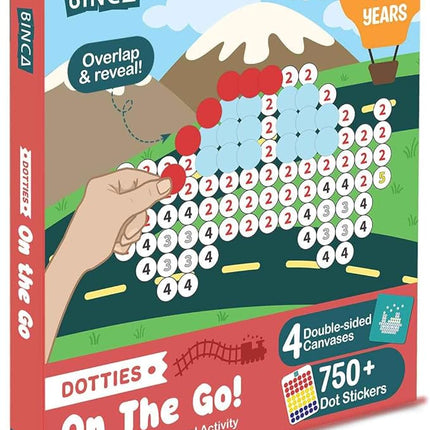BINCA Dotties Dot Art Activity Kit - On the Go, 750+ Stickers, Vehicles Mess-Free Activities, DIY Dot Sticker Art for Toddlers, Kids Travel Activities, Craft Kits & Gifts for Boys & Girls Ages 4,5,6,7