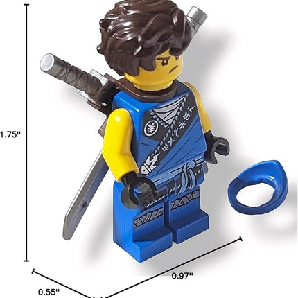 LEGO Minifigure - Legacy Jay Blue Ninja Figurine with Dual Pattern Head Neckerchief and Plastic Katanas from 71735 Ages 8+