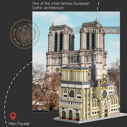 Micro Mini Notre Dame Cathedral Building Block Set, Famous Architecture, 2908 Pieces, Gifts for Kids and Adults