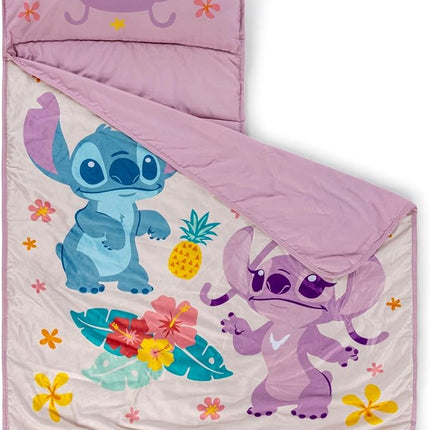 Jay Franco Kids Nap Mat with Embedded Pillow & Blanket – Soft 46"x20" Microfiber Sleeping Bag with Name Tag & Handle