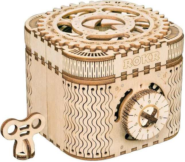 ROKR 3D Wooden Puzzle Mechanical Treasure Box Model DIY Brain Teaser Projects for Adult Age 14+ Birthday Gift Educational Toys Wooden Puzzles for Adults