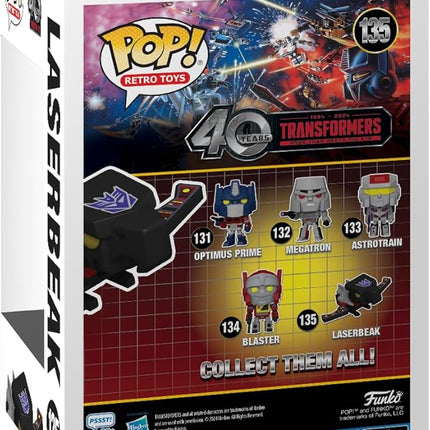 Funko Pop Retro Toys: Transformers: Generation 1-40th Anniversary, Laserbeak - 1/6 Odds for Rare Chase Variant - (Styles May Vary) - Collectable Vinyl Figure - Gift Idea - Official Merchandise