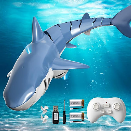 2.4GHz Remote Control Shark Toy for Pool, 1:18 Scale High Simulation RC Shark with Light & Spray Water, Electric Remote Controlled Swimming Water Toy Boat for 4 5 6 7 Year olds Kid Boys Girls