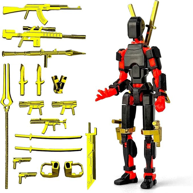 Assembly Completed T13 3D Printed Action Figures,Robot 13 Movable N13 Action Figure,Gift for Collectors Desktop Decorations for Game Lovers Toy (A-Metallic Green) (Black Red)