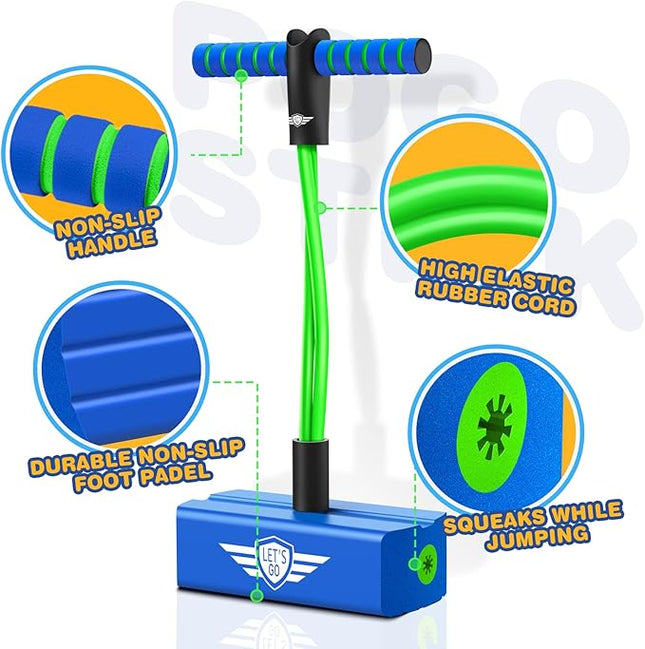 CUUGO LET'S GO! CG Jumping Promotes Growing Taller- Pogo Stick Foam Pogo Jumper for Kids, Toys for 3-12 Year Old Boys Girls Outdoor Toys Indoor Toys Fun Gifts Christmas Stocking Stuffers Gifts
