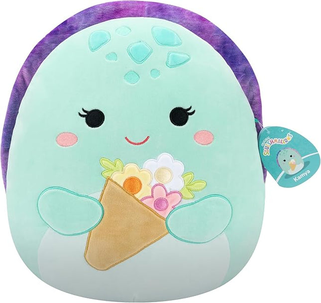 Squishmallows Original 14in Kamya The Mint Leatherback Turtle Holding Bouquet – Official Jazwares Plush (Large)