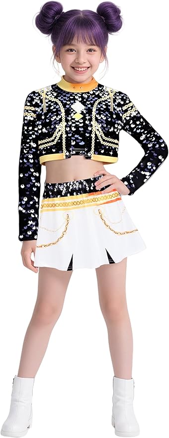 Girls Demon Pop Singer Hunters Costume 3-14 Years Stage Dance Idol Cosplay Outfit, Kids Halloween Costumes