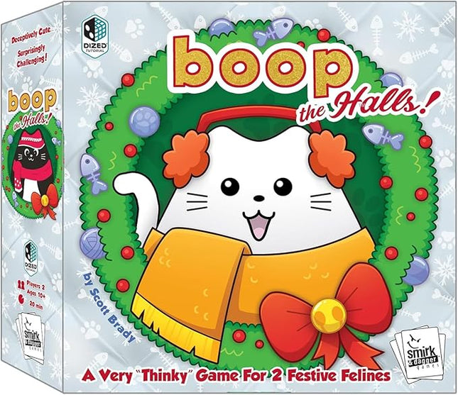 Smirk & Dagger Boop The Halls Board Game Holiday Strategy Game for 2 Players, Ages 10+, 3D Gameboard, Painted Cat Meeples, Alternate Win Conditions, Fun & Challenging Abstract Game