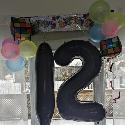 Smlpuame 40 inch Number Balloon 0-9 Black Large Number 7 Balloons,Digital Balloons for Birthday Party Celebration Decorations Supplies, Helium Foil Number Balloons for Wedding Anniversary