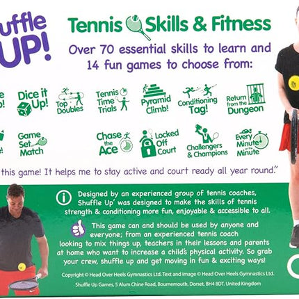 Shuffle Up Tennis Card Games - 70+ Fun & Active Skills Cards for Kids, Fitness Cards Develop Fundamentals, Stamina & Strength, Easy to Play for Kids | Multiple Skill Level Cards Include 2 Dices