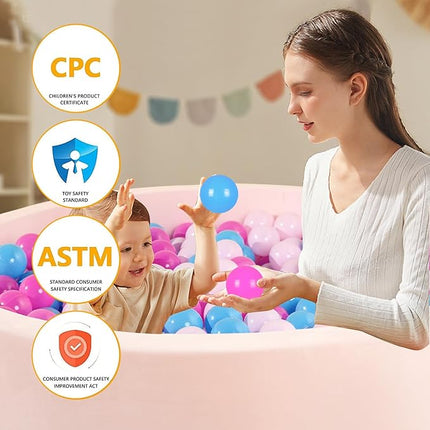 Ball Pit Balls Pack of 100 200 500 - Star and Round Set BPA Free Phthalate Free Non-Toxic Crush Proof Play Balls Soft Plastic Balls for Toddlers Baby Kids Birthday Pool Tent Party