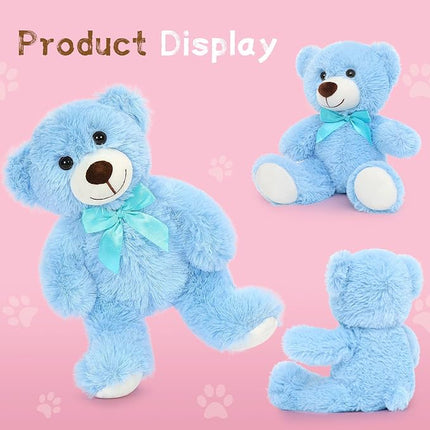 MaoGoLan Bulk Teddy Bear Baby Shower, 3 Packs Small Teddy Bear Stuffed Animals in Bulk,13.5" Small Stuffed Bears Plush for Wedding,Birthday,Christmas, Party Decorations,Light Blue