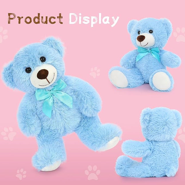 MaoGoLan Bulk Teddy Bear Baby Shower, 3 Packs Small Teddy Bear Stuffed Animals in Bulk,13.5" Small Stuffed Bears Plush for Wedding,Birthday,Christmas, Party Decorations,Light Blue