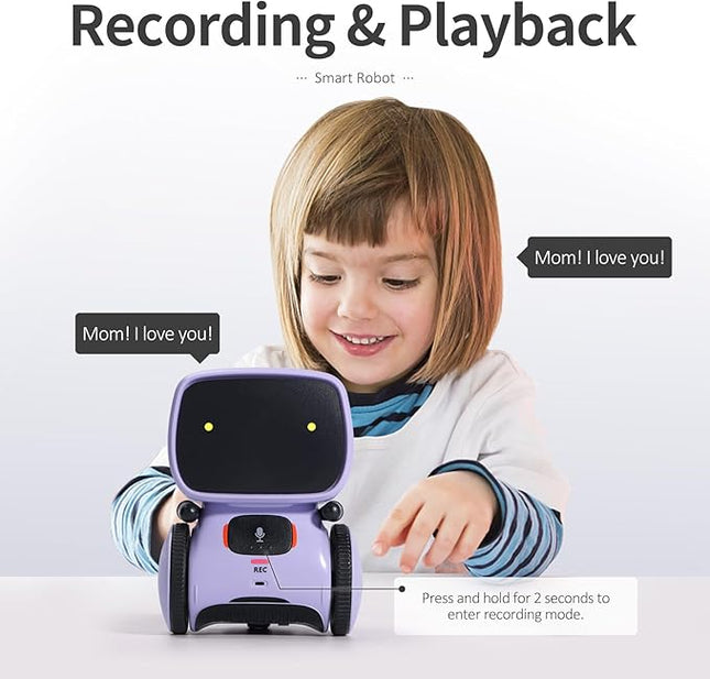 GILOBABY Interactive Talking Robot for Girls, Smart Toy with Touch Sensor & Voice Control, Record & Repeat Mode, Dancing, Singing, Educational Gift for 3 4 5 6 7 Year Old Kids (Purple)