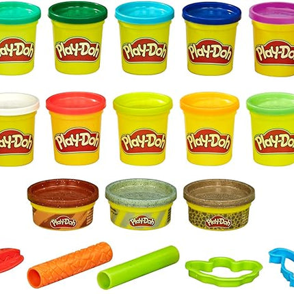 Play-Doh Dinosaur Theme 13-Pack of Non-Toxic Modeling Compound with 2 Cutter Shapes, 2 Roller Tools, and Scissors (Amazon Exclusive)