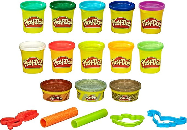 Play-Doh Dinosaur Theme 13-Pack of Non-Toxic Modeling Compound with 2 Cutter Shapes, 2 Roller Tools, and Scissors (Amazon Exclusive)
