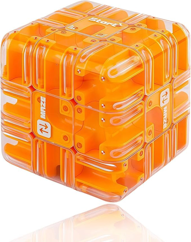 Large Labyrinth 3D Puzzle Maze Cube - Engaging Brain Teaser Toy (Orange)