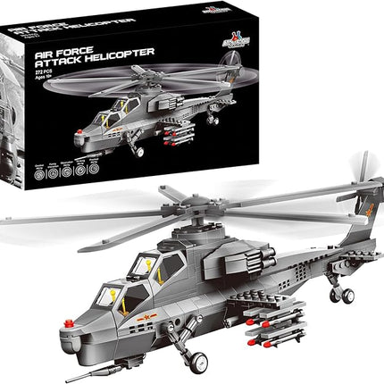 Attack Helicopter Air Force Building Block Set – 283-Pcs Helicopter Building Toys Set – Building Block Plane Toy for Kids Older Than 10 and Adults – Compatible with All Building Bricks