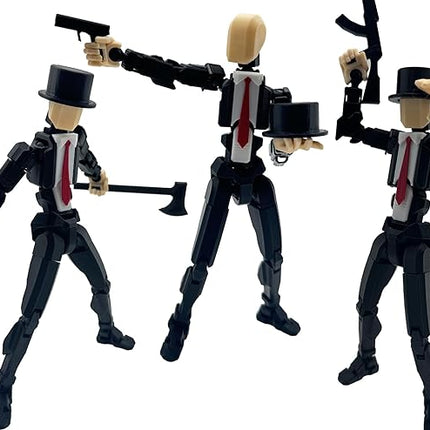 3D Printed 8.13-inch Action Figure Dummy-Mici20, Full Body Mechanical Movable Toy, Multiple Accessories, Desk Decoration (3 HandsType, Bracket, Weapons, Armour) (Black)