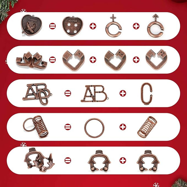24 Pcs Brain Teaser Puzzles for Adults - Metal Puzzles 3D Puzzle Game Toys for Adults Teens - Wooden Unlock Interlocking Puzzle Adult IQ Education Smart Toys