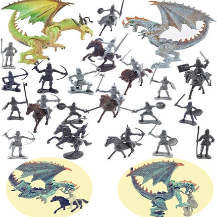 Guaishou Dragon Knight Action Figure Horse with Lance Fantasy World Ancient Soldiers Warriors Army Cavalry Party Favors Classic Soldier Toys