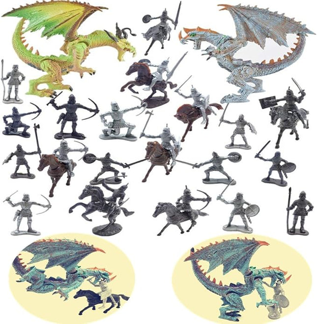 Guaishou Dragon Knight Action Figure Horse with Lance Fantasy World Ancient Soldiers Warriors Army Cavalry Party Favors Classic Soldier Toys