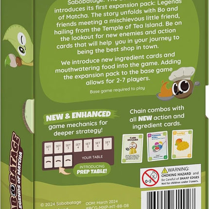 Sabobatage Expansion Pack: Legends of Matcha - Easy Family-Friendly Party Game | Card Games for Adults, Teens & Kids | 2-7 Players