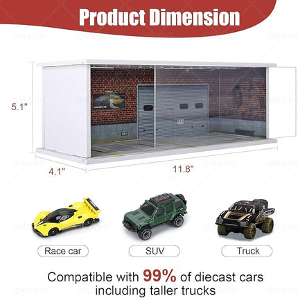 Display Case for Hot Wheels: Stackable Parking Garage for 1/64 Scale Matchbox Toy Car, Foamboard Storage for Monster Trucks with LED Light and Acrylic Cover, Supply Store