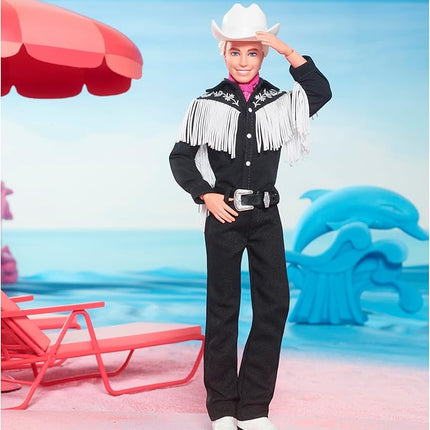 Barbie The Movie Collectible Ken Doll Wearing Black and White Western Outfit (Exclusive)