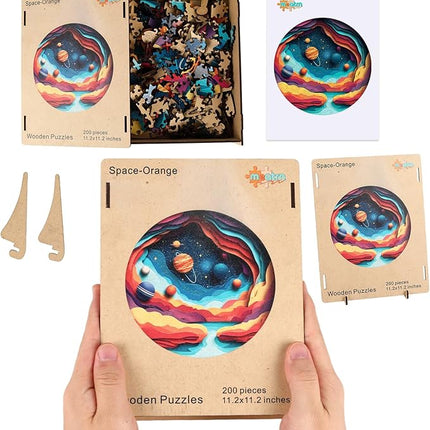 Galaxy Jigsaw Puzzle 500 Pieces - Orange Space Planet Puzzles for Adults, Stress Relief Brain Teaser Classroom Game, Creative Astronomy Gift for Teens, 16.5x16.5 in