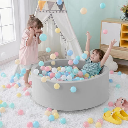 Foam Ball Pit, 35.4"x 11.8" Ball Pits for Toddlers, Soft Round Kiddie Baby Playpen Ball Pool for Kids, Ideal Gift for Babies Indoor and Outdoor Game, Grey, (Balls not Included)