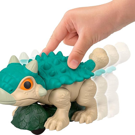 Fisher-Price Imaginext Jurassic World Dinosaur, Ankylosaurus Push-Toy with Rolling Wheels & Wiggling Motion, 5.5 Inches Tall
